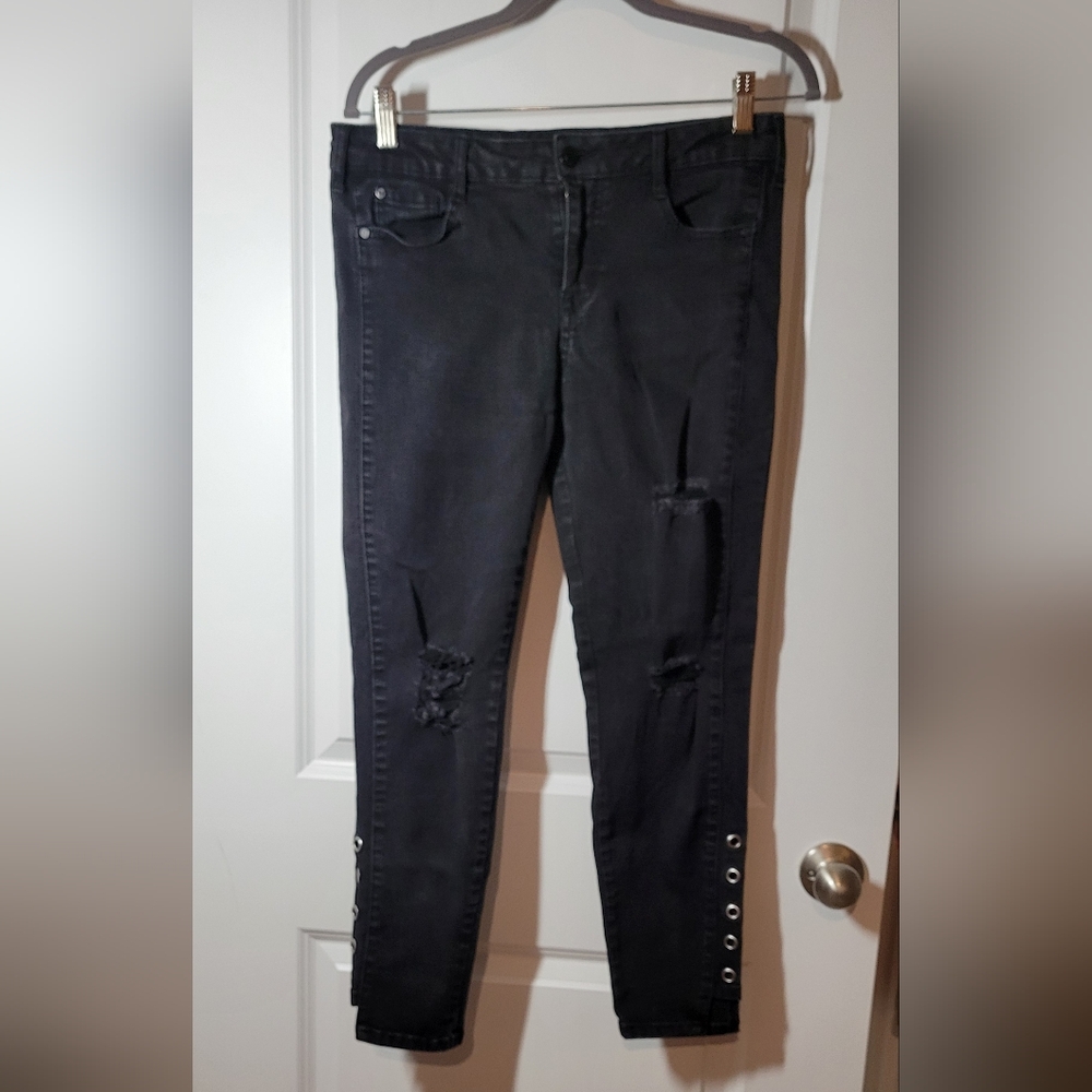 Celebrity Pink Mid Rise Ankle Skinny Black Jeans SZ 13/31